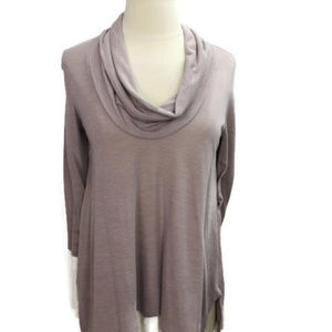 Splendid Tunic Taupe L Cowel Neck Long Sleeves